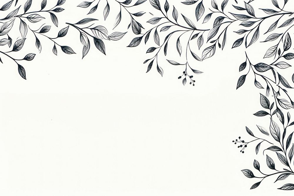 Doodle frame leaf backgrounds pattern drawing.