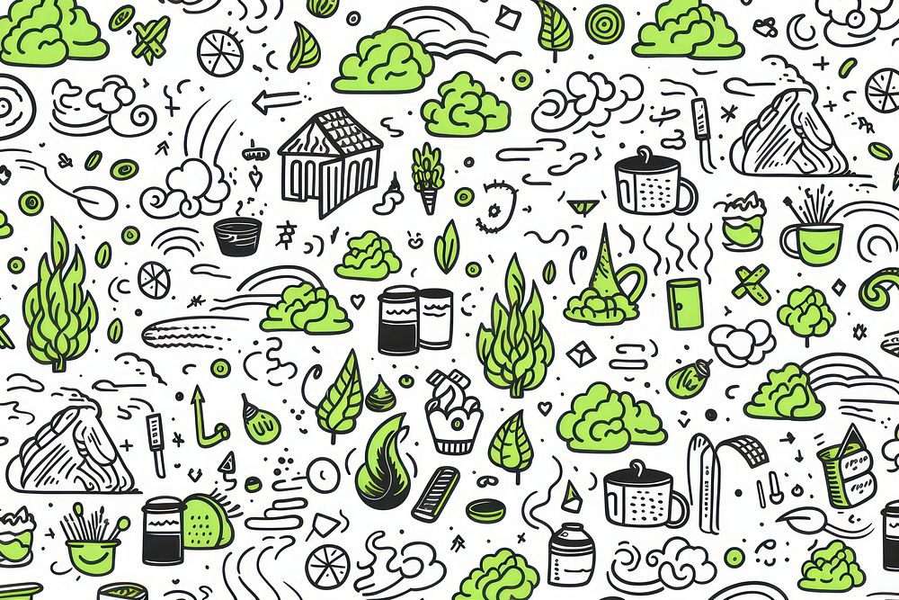 Doodle seamless pattern recycling backgrounds drawing sketch.