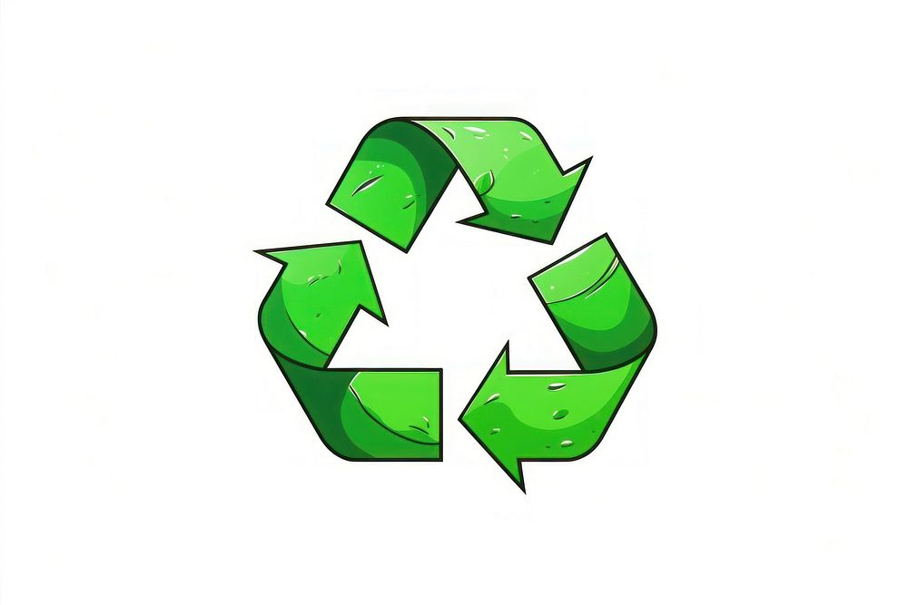 Drawing recycle icon symbol green white background.