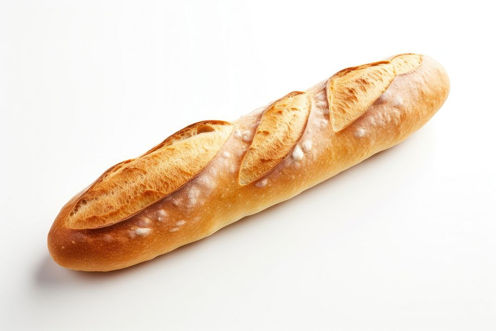 French baguette bread food white background.