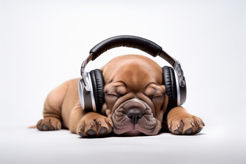 Dog headphones bulldog mammal.