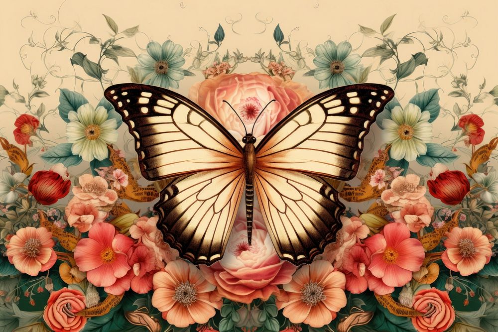 Butterfly flower pattern animal.