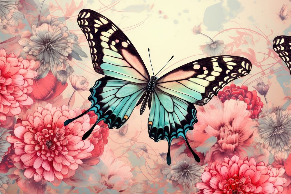 Butterfly flower pattern animal.