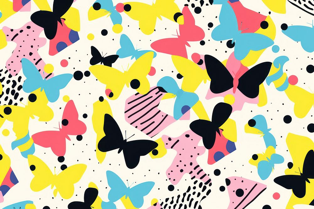 Lat vector vibrant butterfly pattern backgrounds confetti graphics.