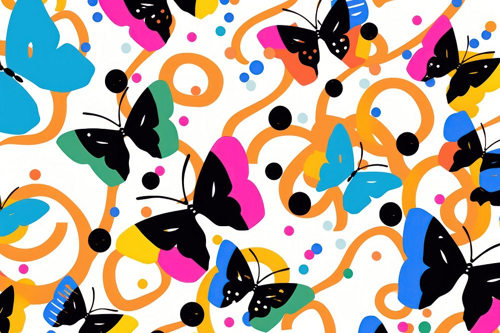 Lat vector vibrant butterfly pattern backgrounds confetti graphics.
