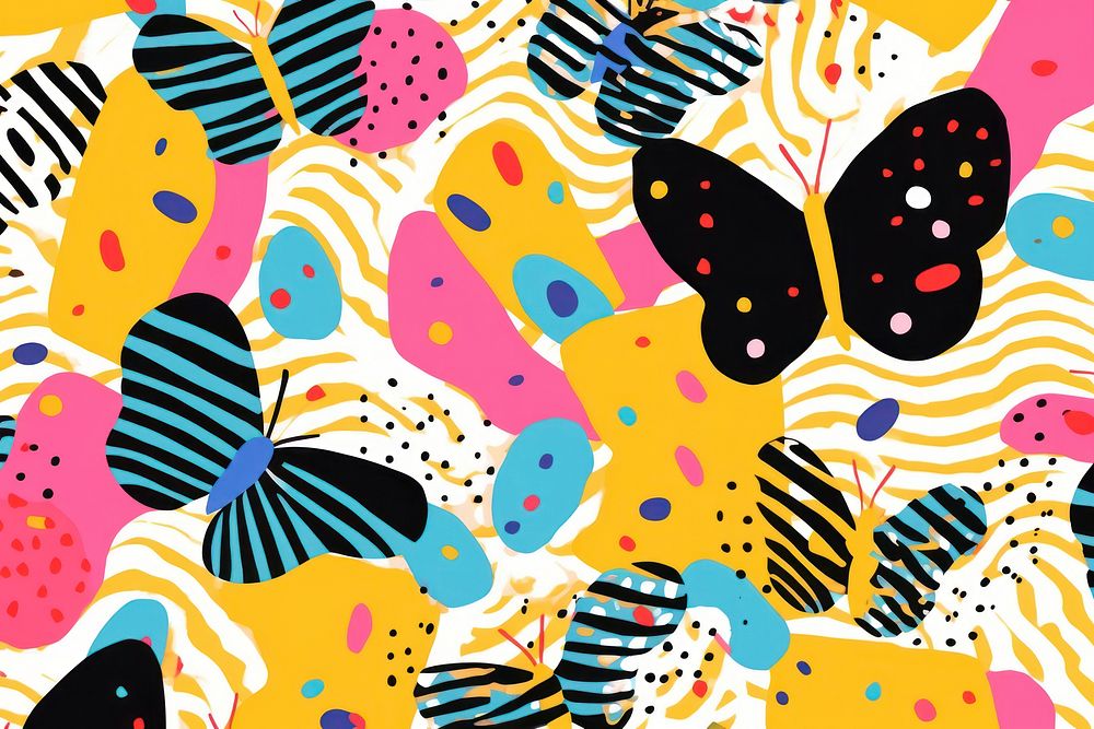 Lat vector vibrant butterfly pattern backgrounds confetti art.