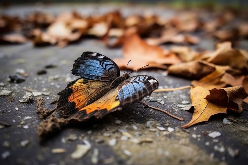 Macro photo Dead Leaves Butterfly butterfly wildlife animal.