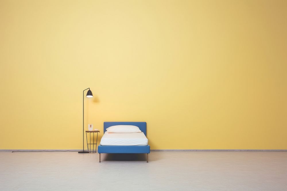 Bedroom furniture yellow lamp. AI generated Image by rawpixel.