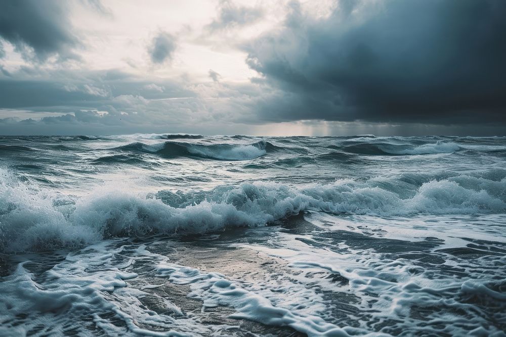Sea and storm outdoors horizon nature. AI generated Image by rawpixel.