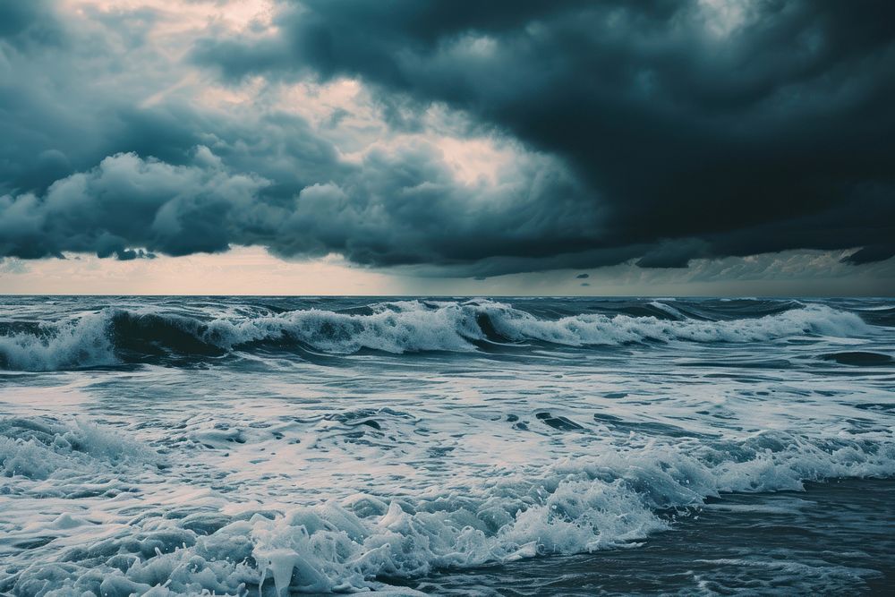 Sea and storm outdoors horizon nature. AI generated Image by rawpixel.
