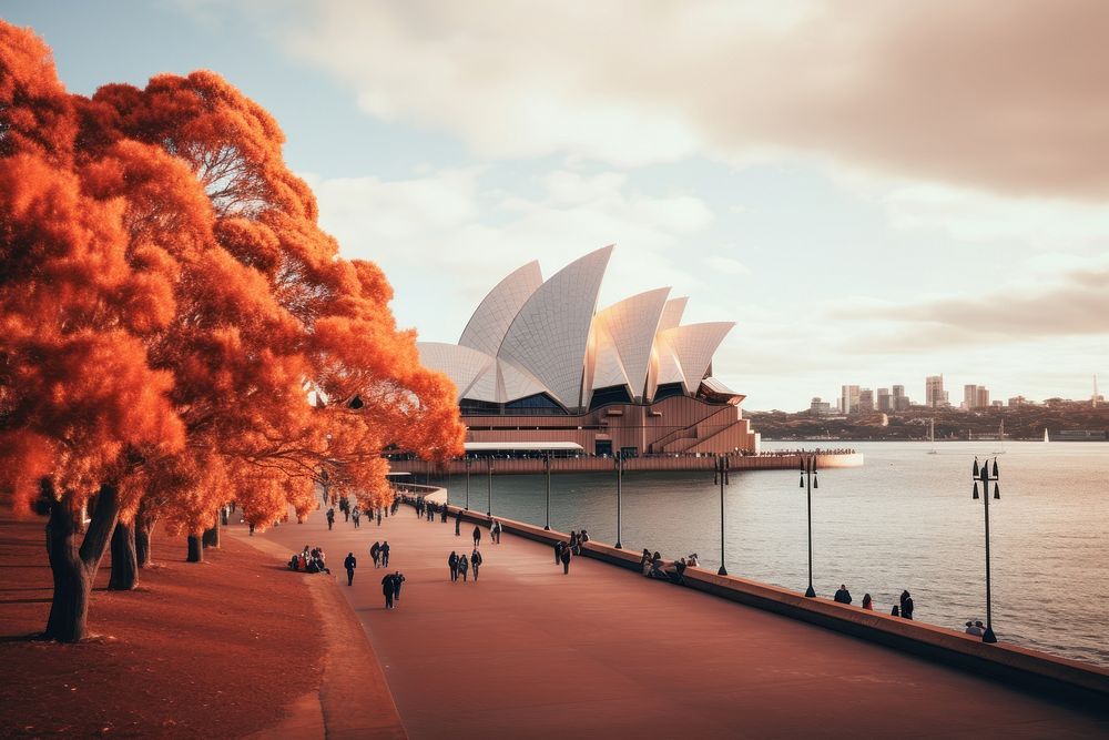 Opera house in autumn opera sea architecture.