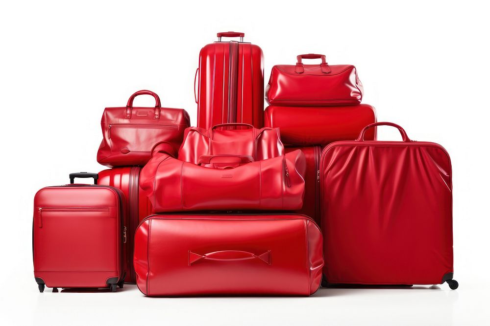 Big Red travel baggages suitcase luggage handbag.