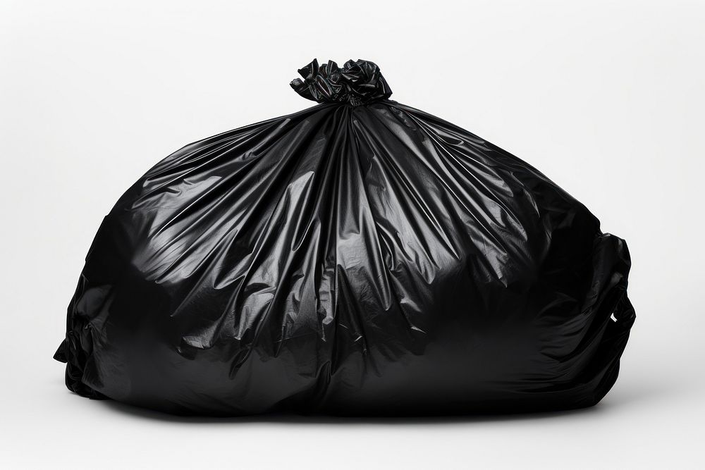 Black garbage bag white background monochrome recycling.