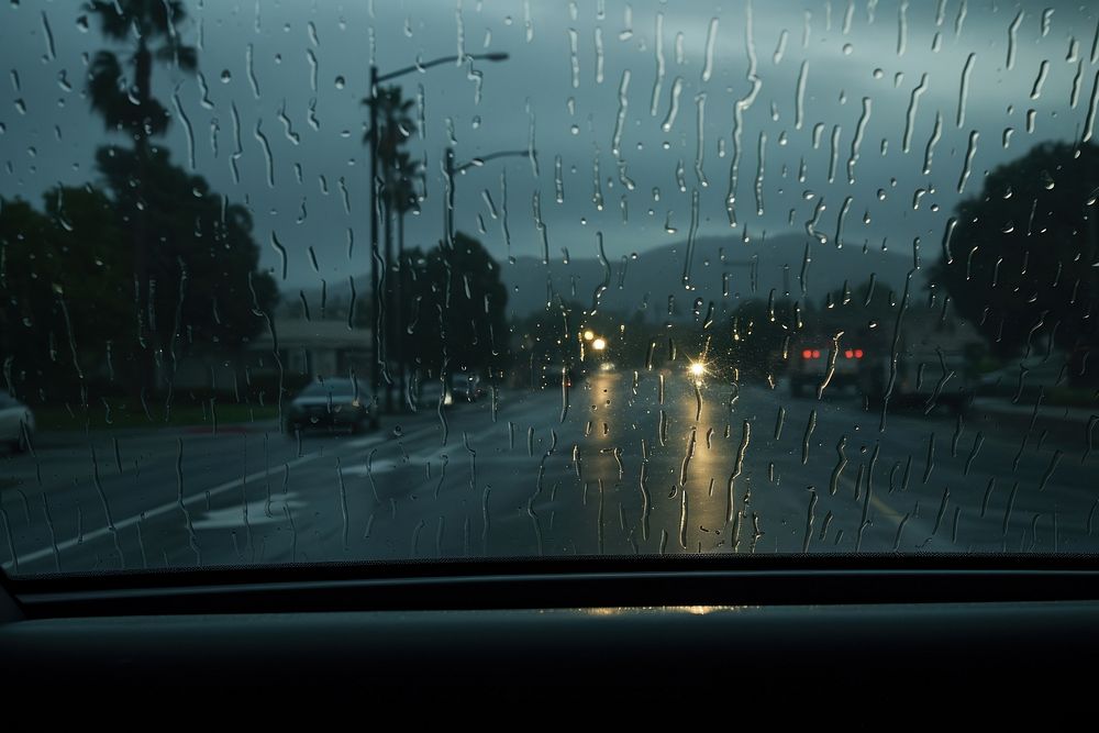 Rain on car window outdoors vehicle nature.