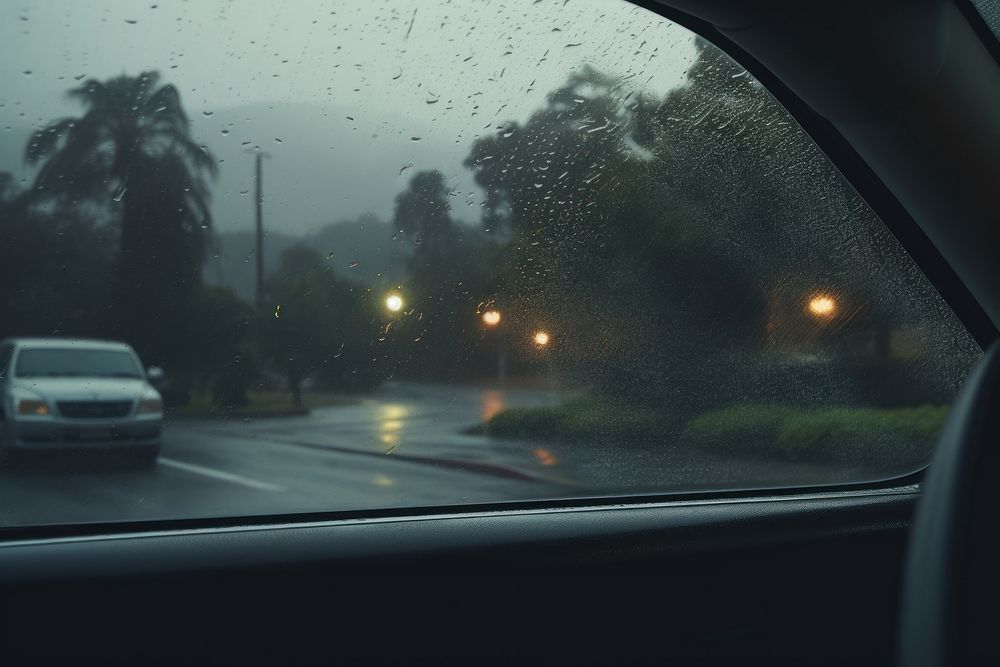 Rain on car window outdoors vehicle nature.