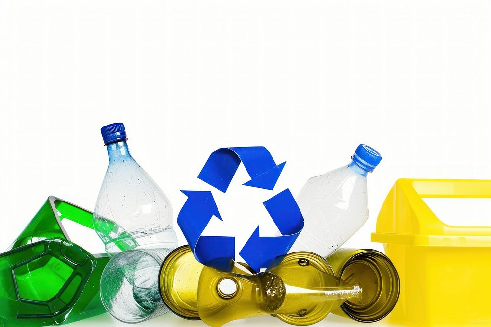 Recycle plastic bottle white background.