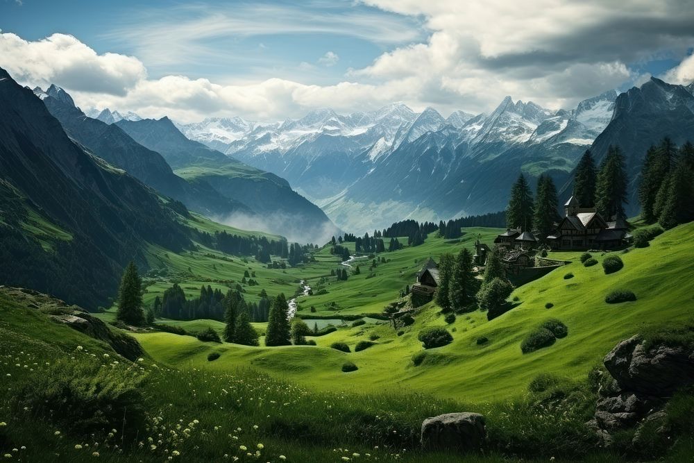 Scenery mountain green landscape.