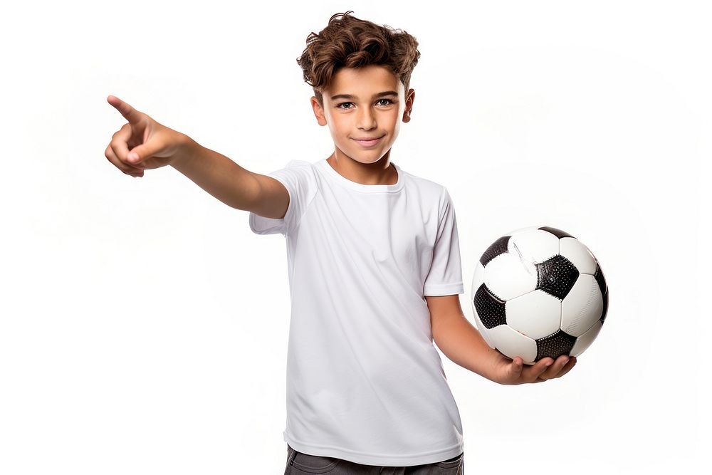 A caucasian boy ball football portrait.