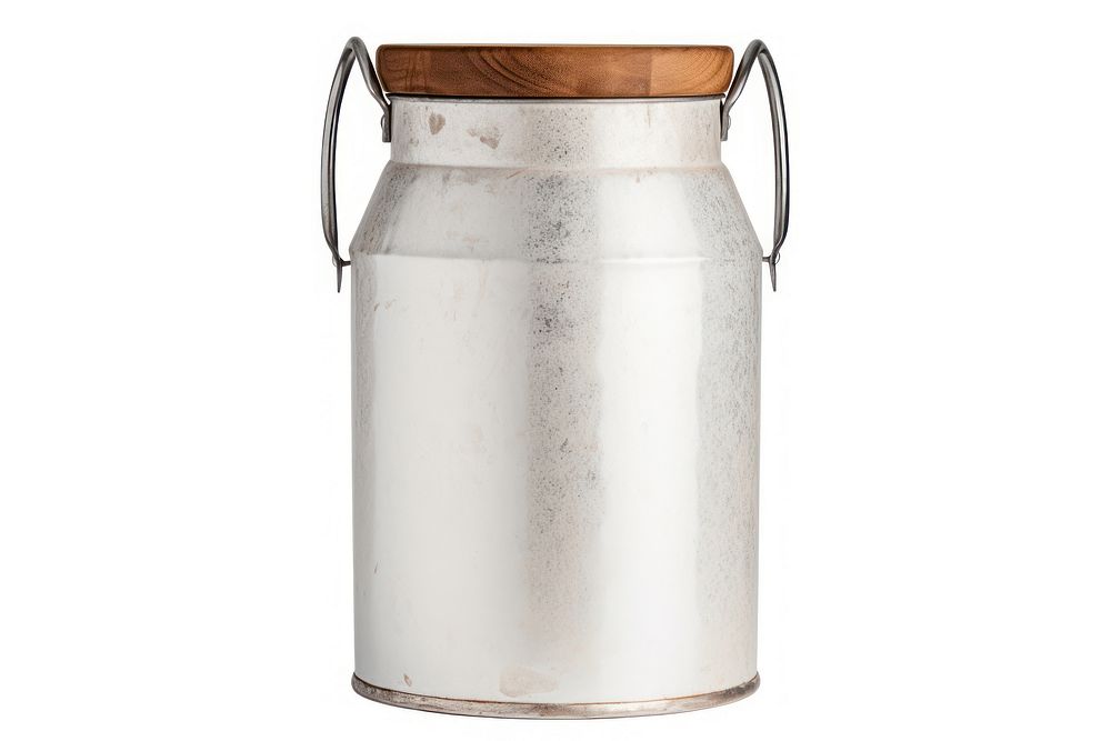 Aluminium milk can bottle white background container. AI generated Image by rawpixel.
