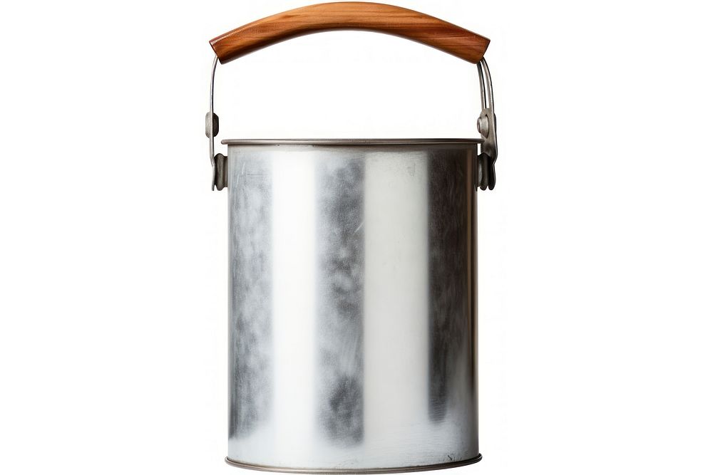 Aluminium milk can handle white background container. AI generated Image by rawpixel.