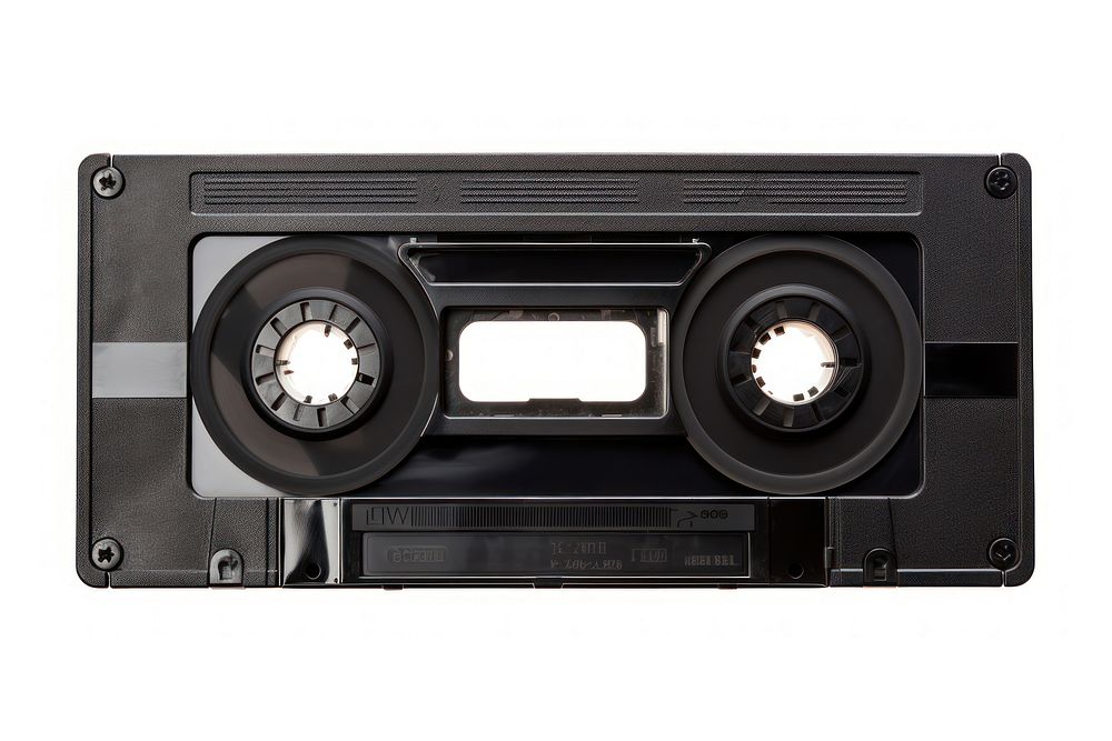 Cassette tape electronics black white background. 