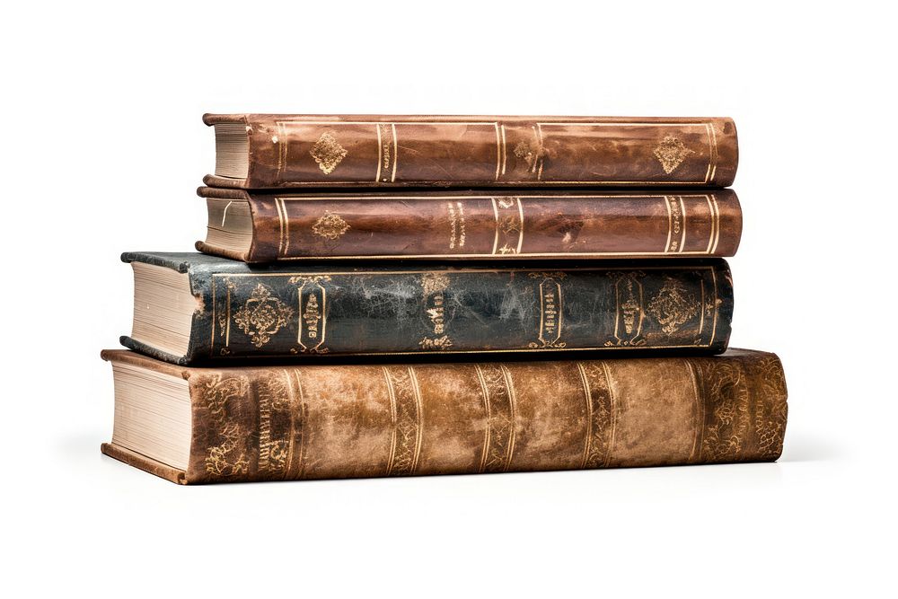 Four books publication library white background.