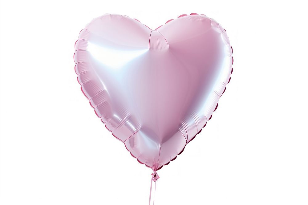 Foil balloon heart pink white background.