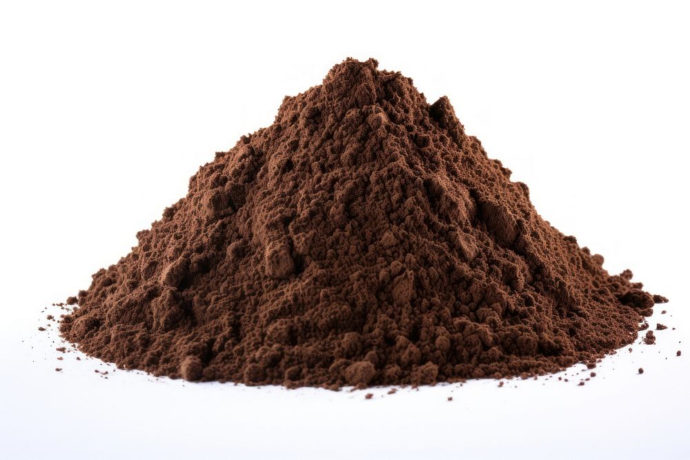 Pile of soil powder white background ingredient.