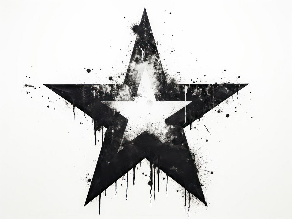 Star graffiti symbol black splattered.