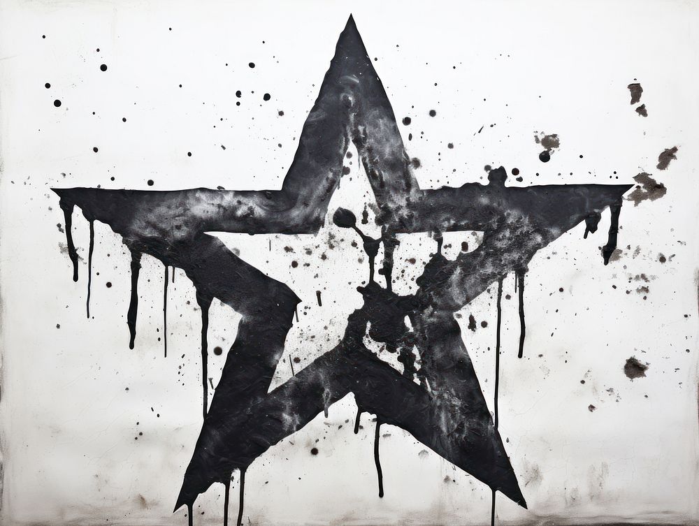 Star graffiti black white art.