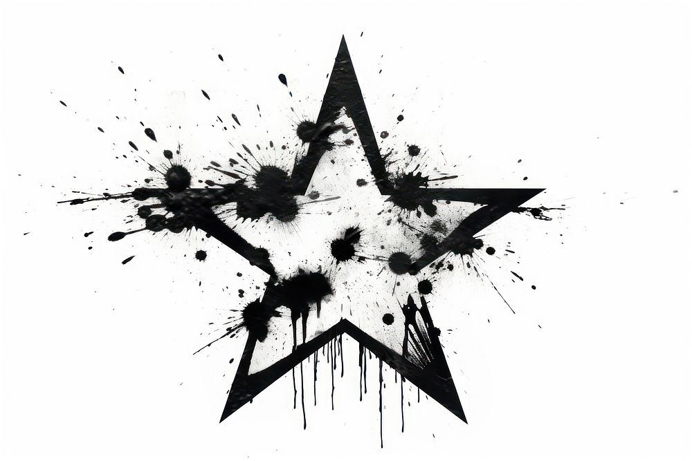 Black star drawing symbol white white background.