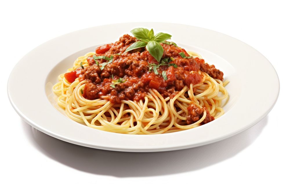 Spaghetti pasta sauce plate food.