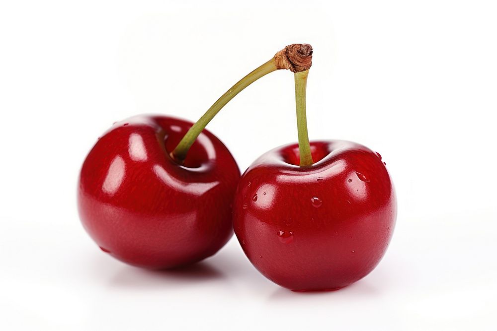 Two fresh cherries cherry fruit plant. AI generated Image by rawpixel.