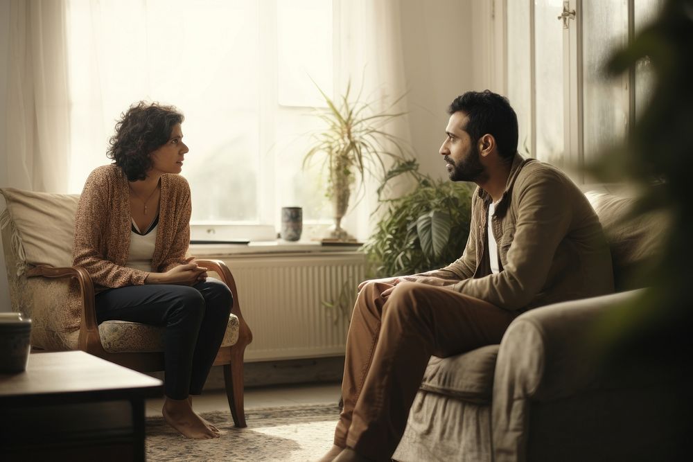 Young indian man conversation furniture talking. AI generated Image by rawpixel.