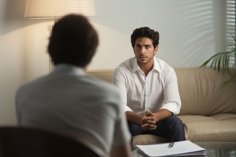 Young indian man conversation furniture interview. AI generated Image by rawpixel.