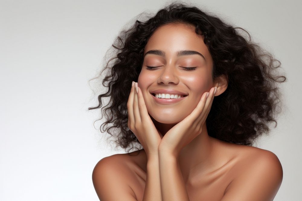 Young latin woman portrait skin smiling.