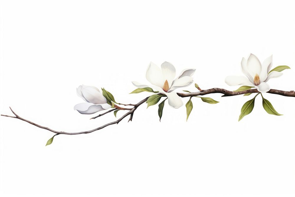 White magnolia blossom flower plant.