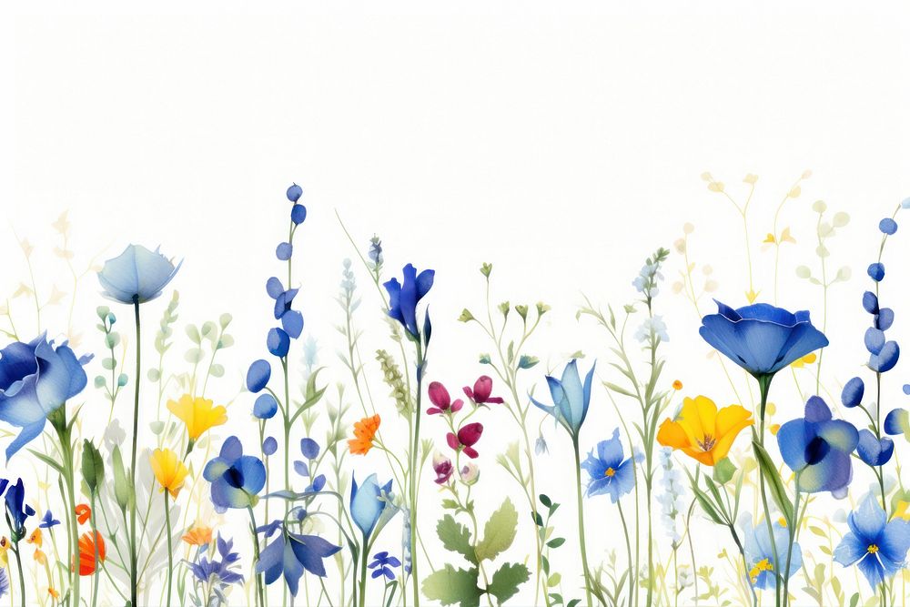 Blue flowers mix backgrounds outdoors pattern.