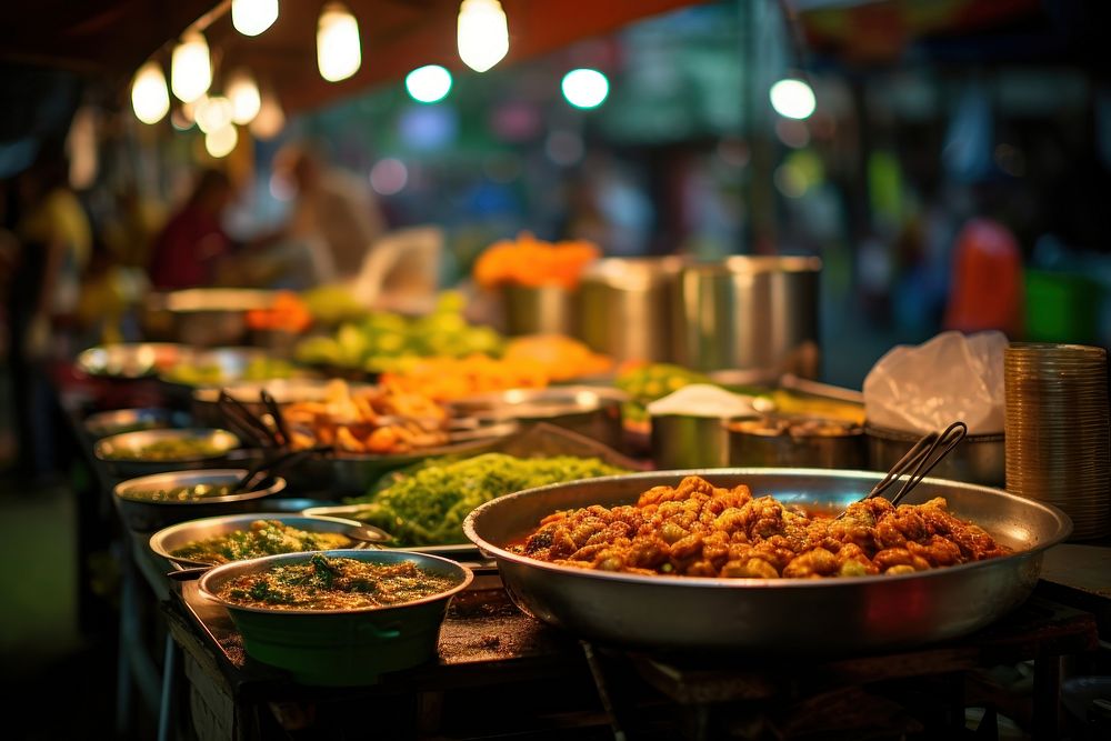 Local Thai market food meal smörgåsbord.