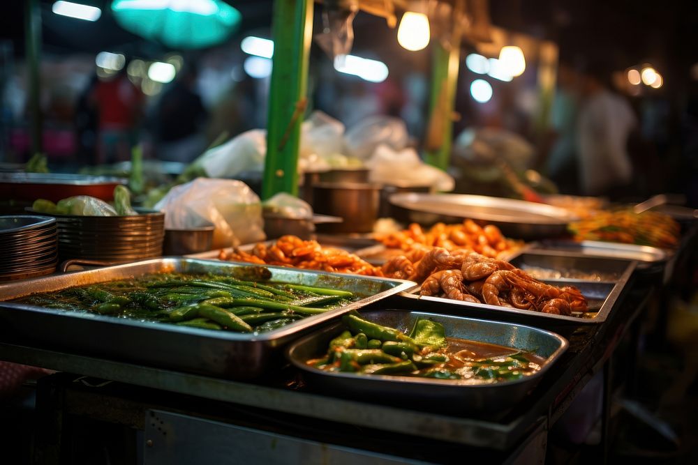 Local Thai market food meal street food.
