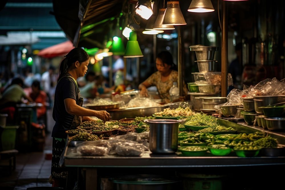 Local Thai market food adult architecture.