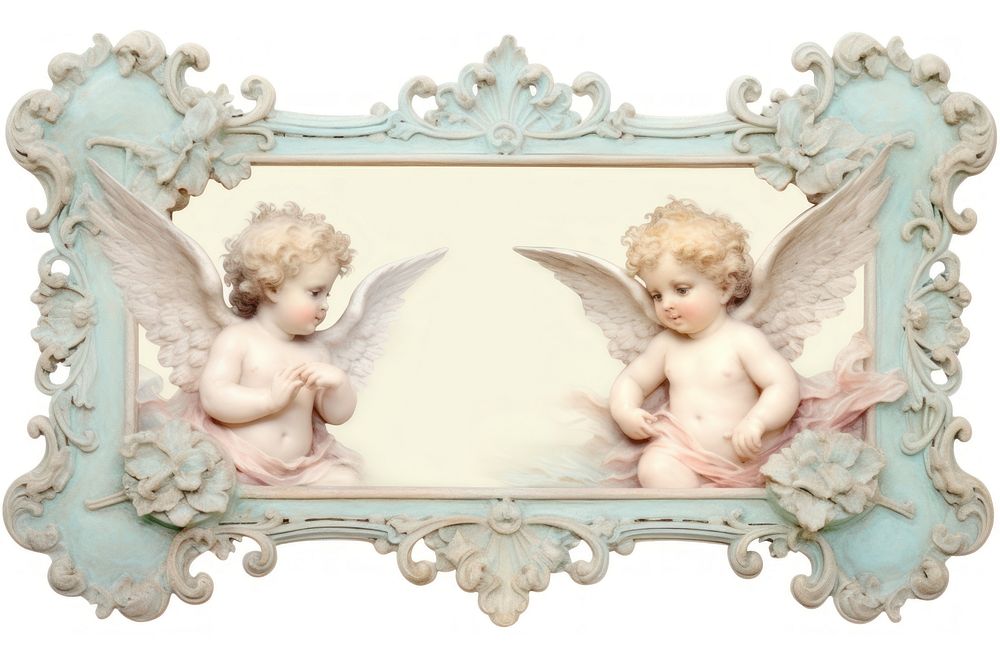 Angels frame white background representation. 