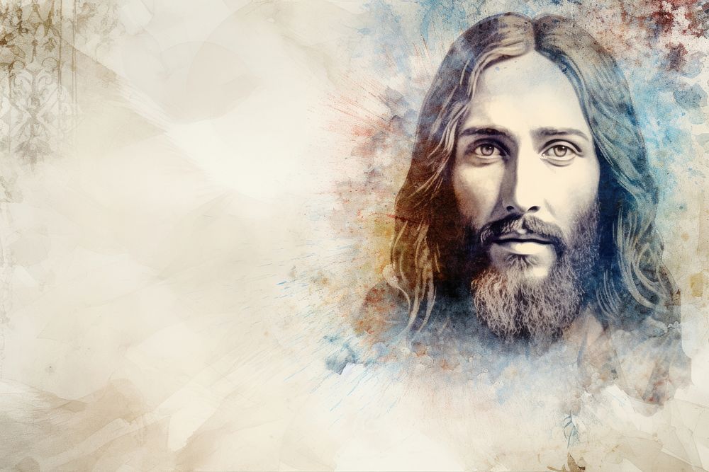 Jesus portrait painting sketch. AI generated Image by rawpixel.