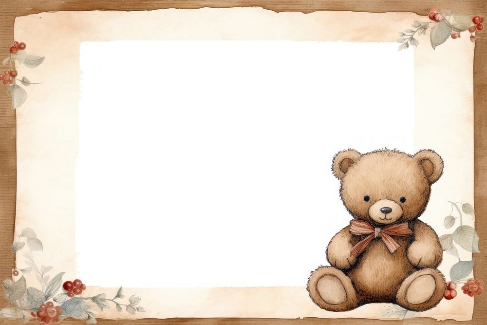 Teddy bear paper frame toy. AI generated Image by rawpixel.
