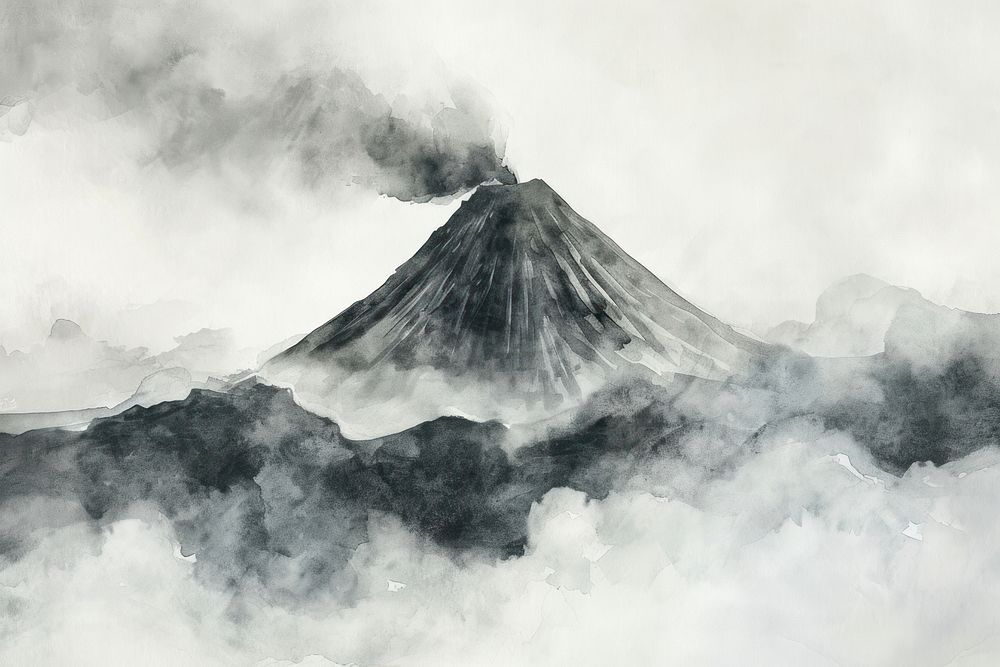 Volcano monochrome mountain abstract.
