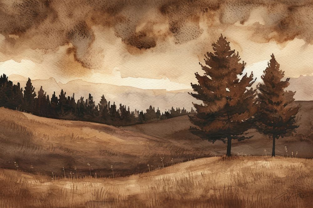 Countryside painting wilderness landscape.