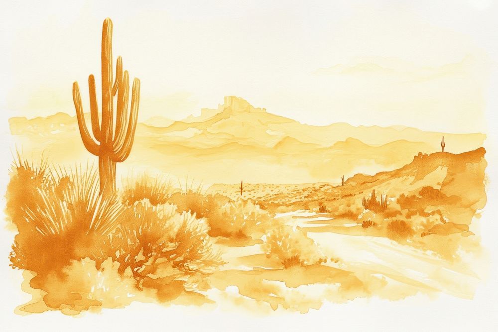 Desert painting landscape outdoors.