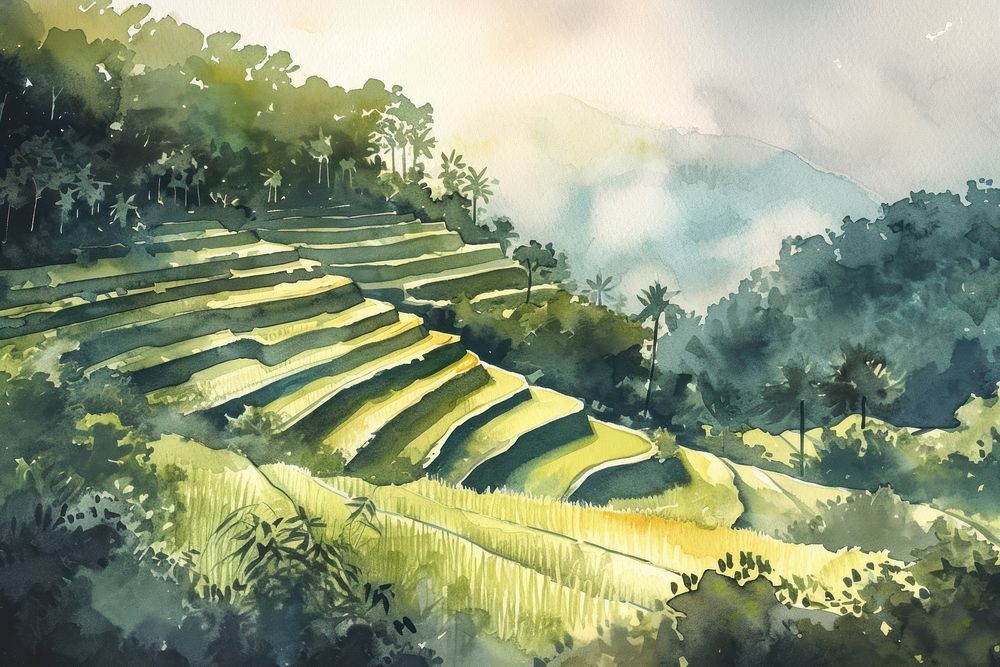 Rice terrace agriculture landscape outdoors.
