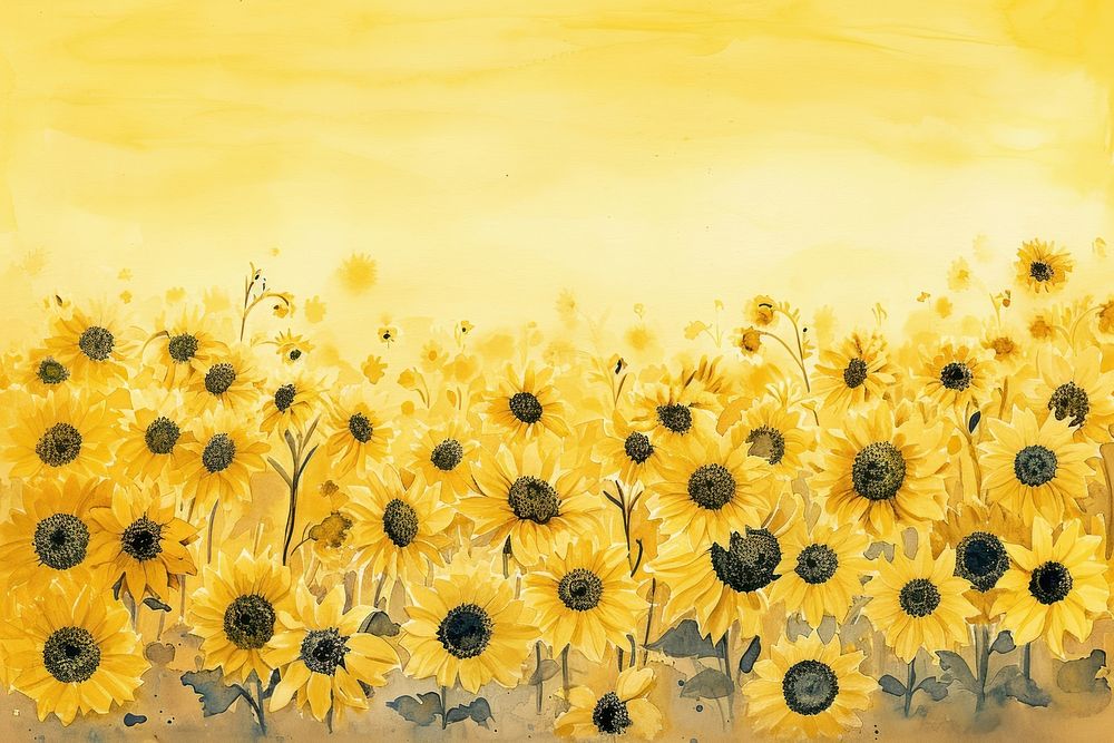 Sunflower field painting yellow plant.