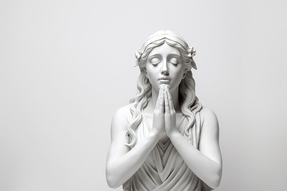 Greek sculpture woman praying hands statue portrait adult.